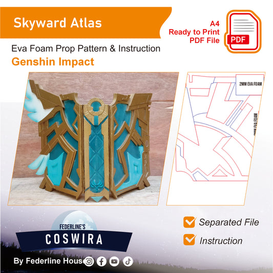 Prop Pattern: Skyward Atlas from Genshin Impact Cosplay Template Blueprint PDF