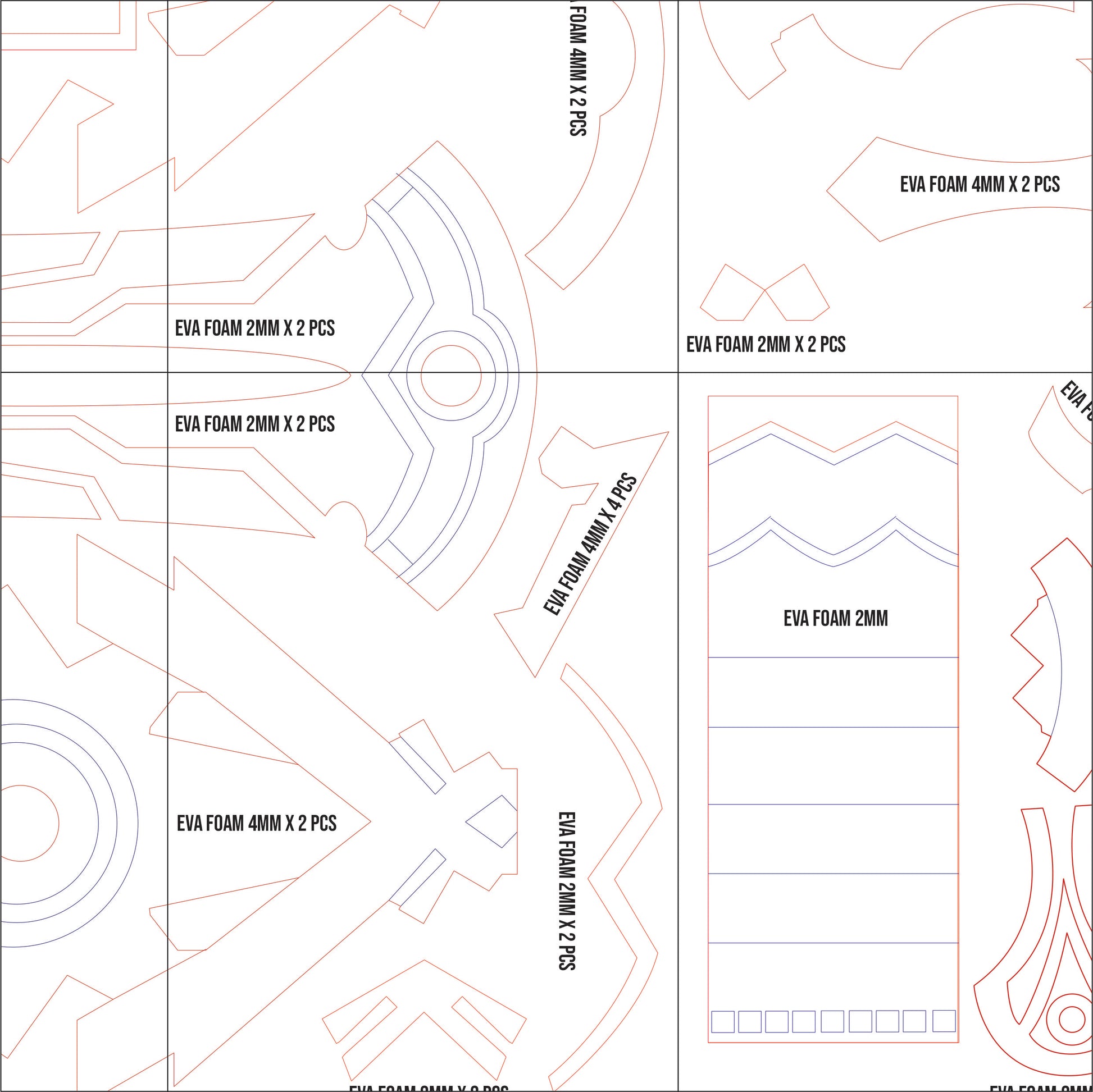 Prop Pattern: Staff of the Scarlet Sands from Genshin Impact Cosplay Template Blueprint PDF