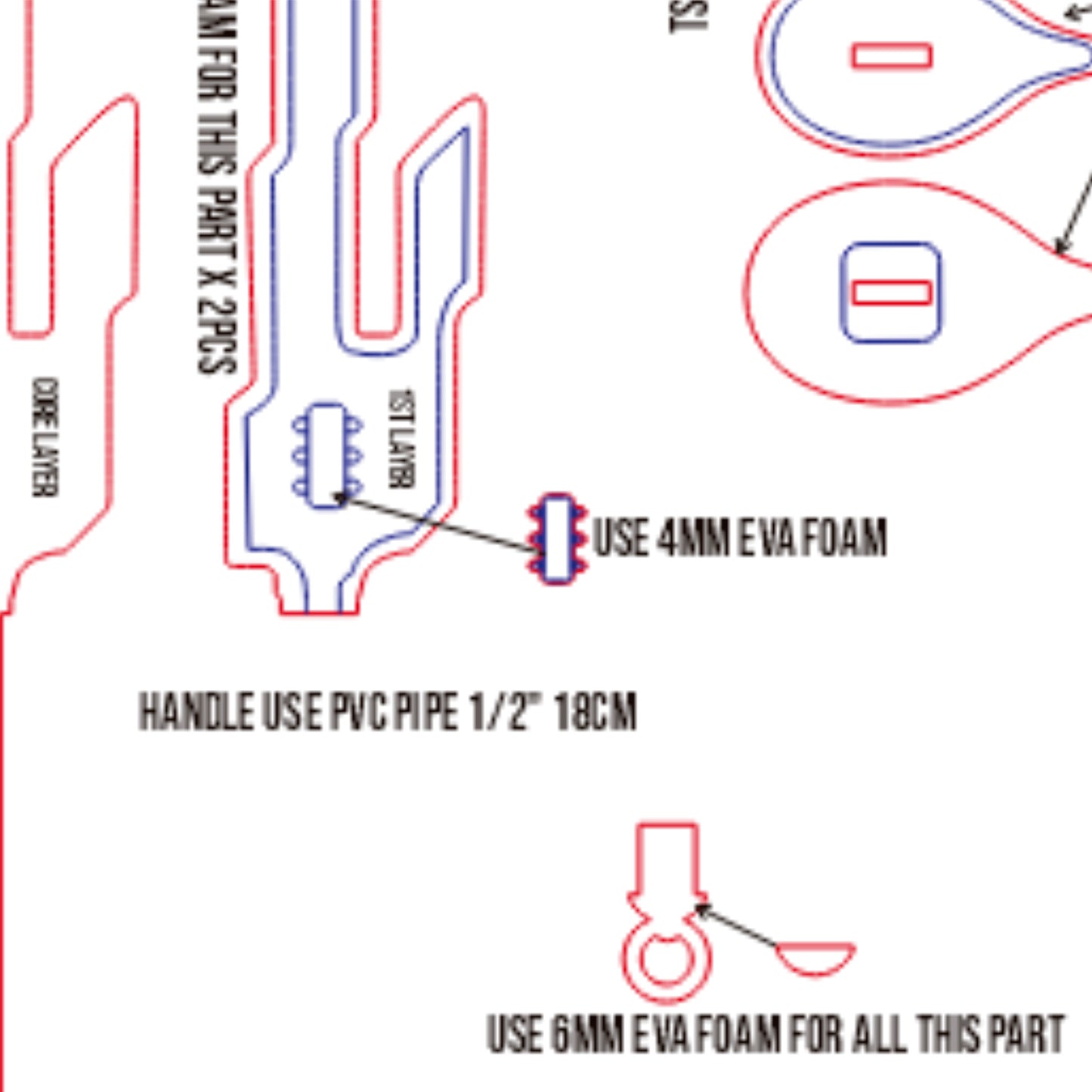 Prop Pattern: Toji Sword from Jujutsu Kaisen Cosplay Template Blueprint PDF