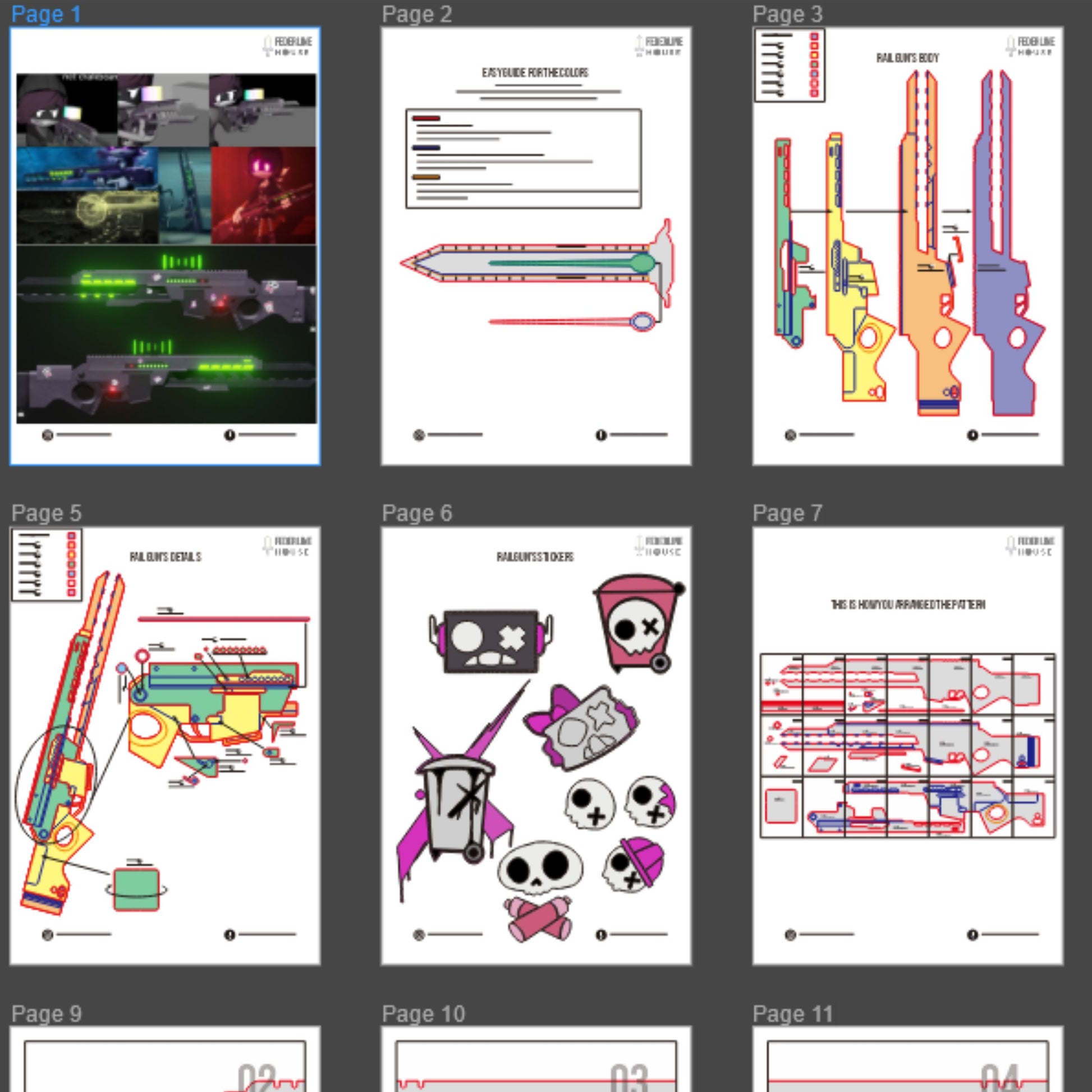 Prop Pattern: Uzi Doorman’s Railgun from Murder Drones Cosplay Template Blueprint PDF