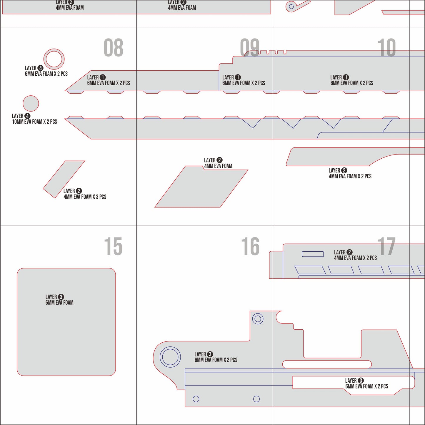 Prop Pattern: Uzi Doorman’s Railgun from Murder Drones Cosplay Template Blueprint PDF