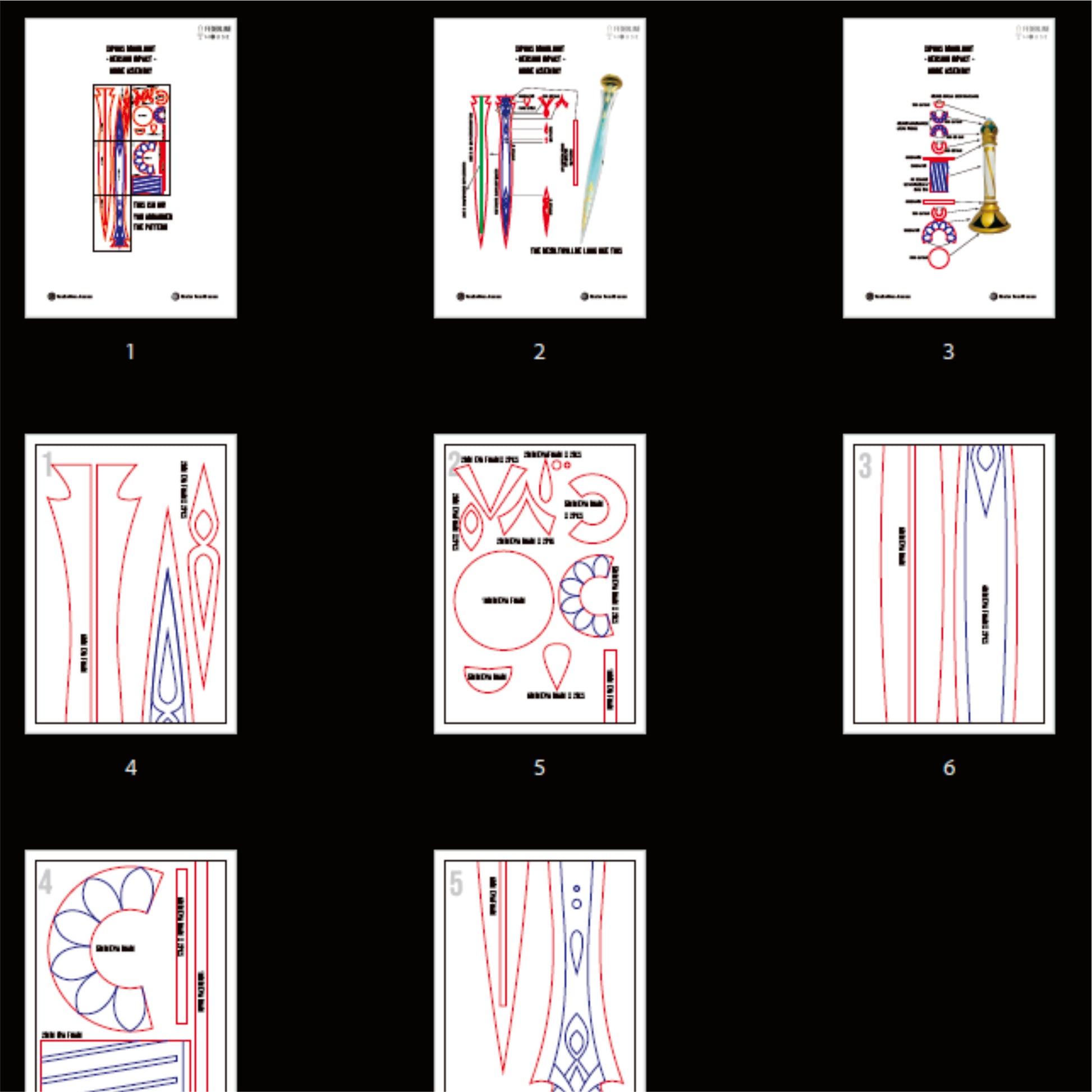 Prop Pattern: Xiphos’ Moonlight from Genshin Impact Cosplay Template Blueprint PDF