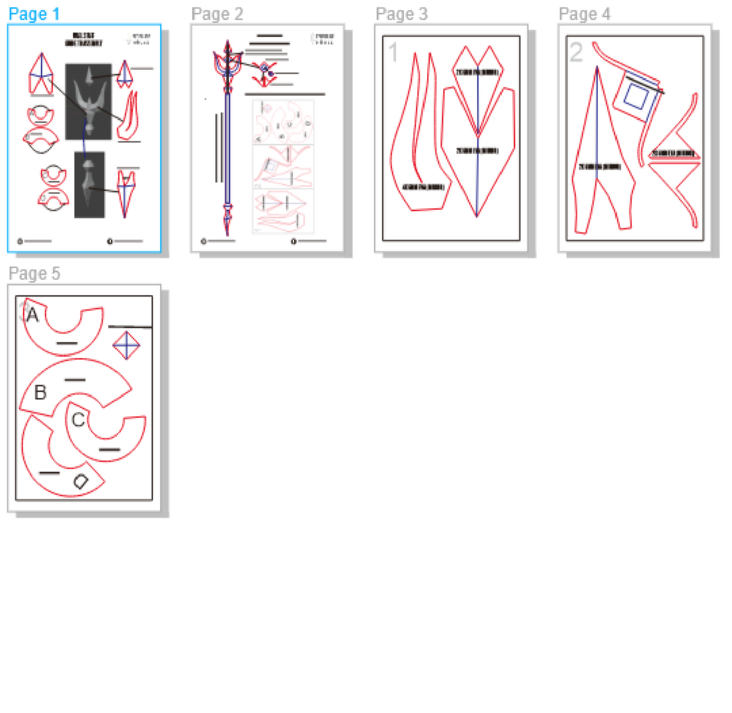 Prop Pattern: Übel Staff from Sousou no Frieren Cosplay Template Blueprint PDF