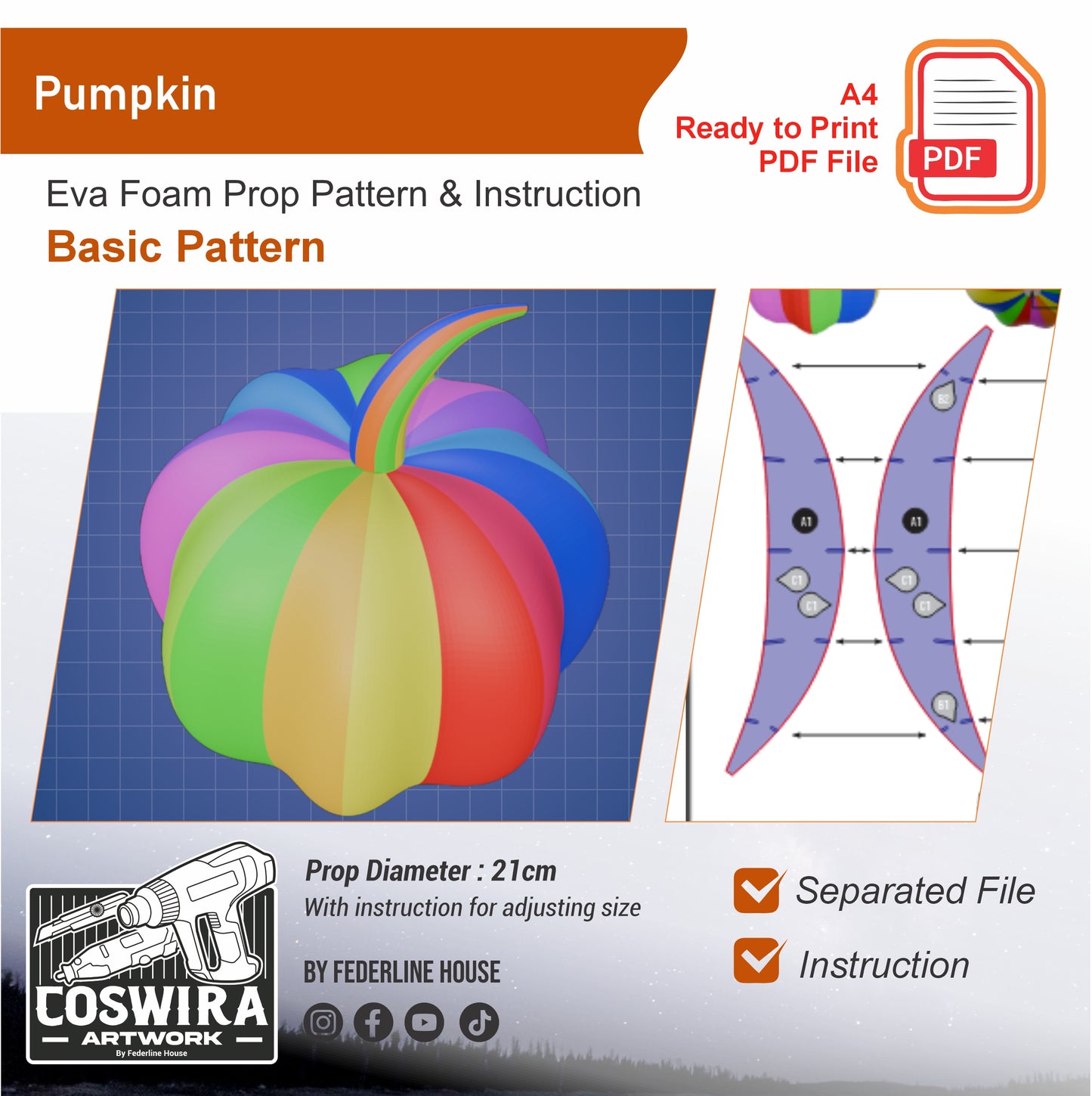 Prop Pattern: Pumpkin Basic Pattern Template PDF