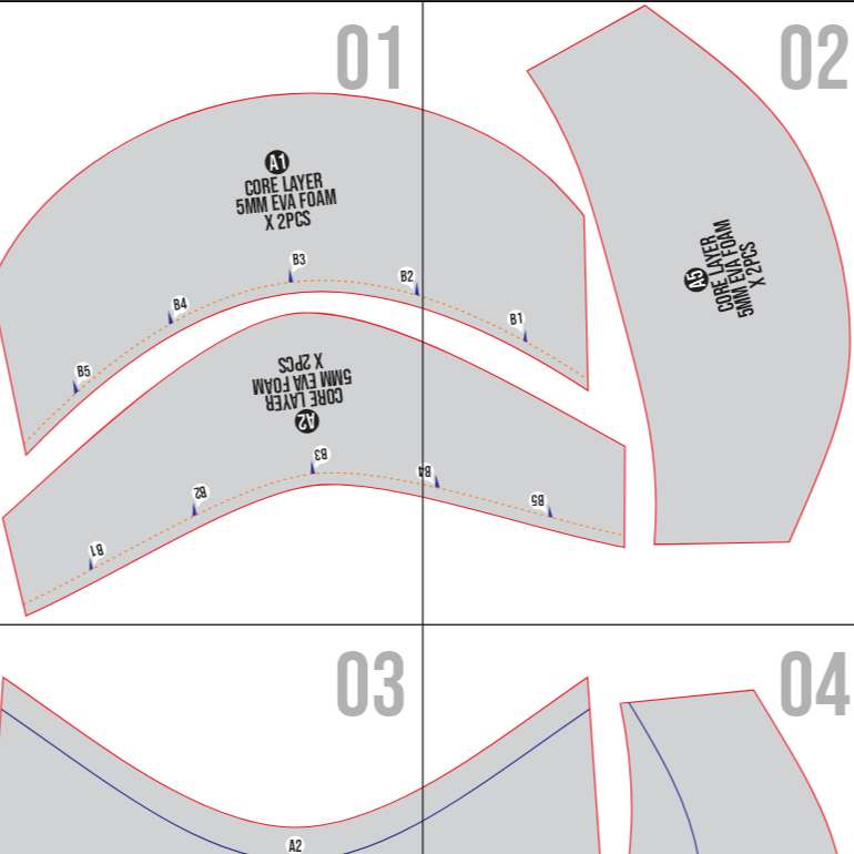 Samurai Shoulder Armor Basic Pattern Template – EVA Foam Pattern for Cosplay & DIY Builds