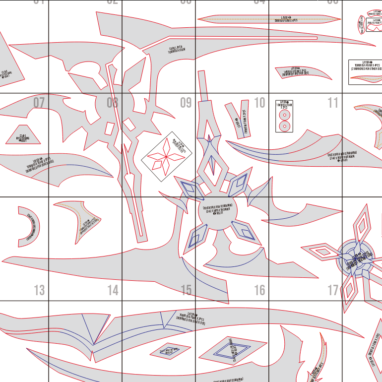 Scythe Alpha Crimson Moon’s Semblance Prop Pattern Template – EVA Foam Pattern for Cosplay & DIY Builds Inspired by Genshin Impact