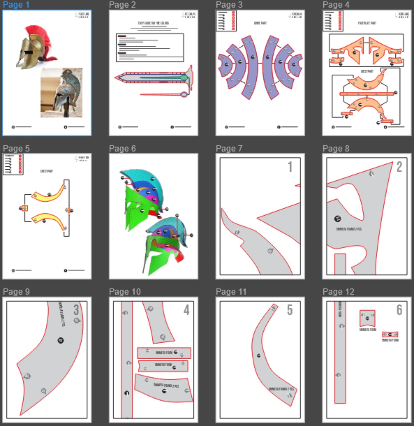 Basic Eva Foam Pattern: Spartan Helmet Cosplay Template Blueprint PDF