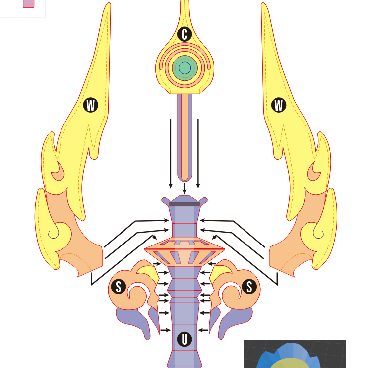 Staff of Homa Prop Pattern Template – EVA Foam Pattern for Cosplay & DIY Builds Inspired by Genshin Impact