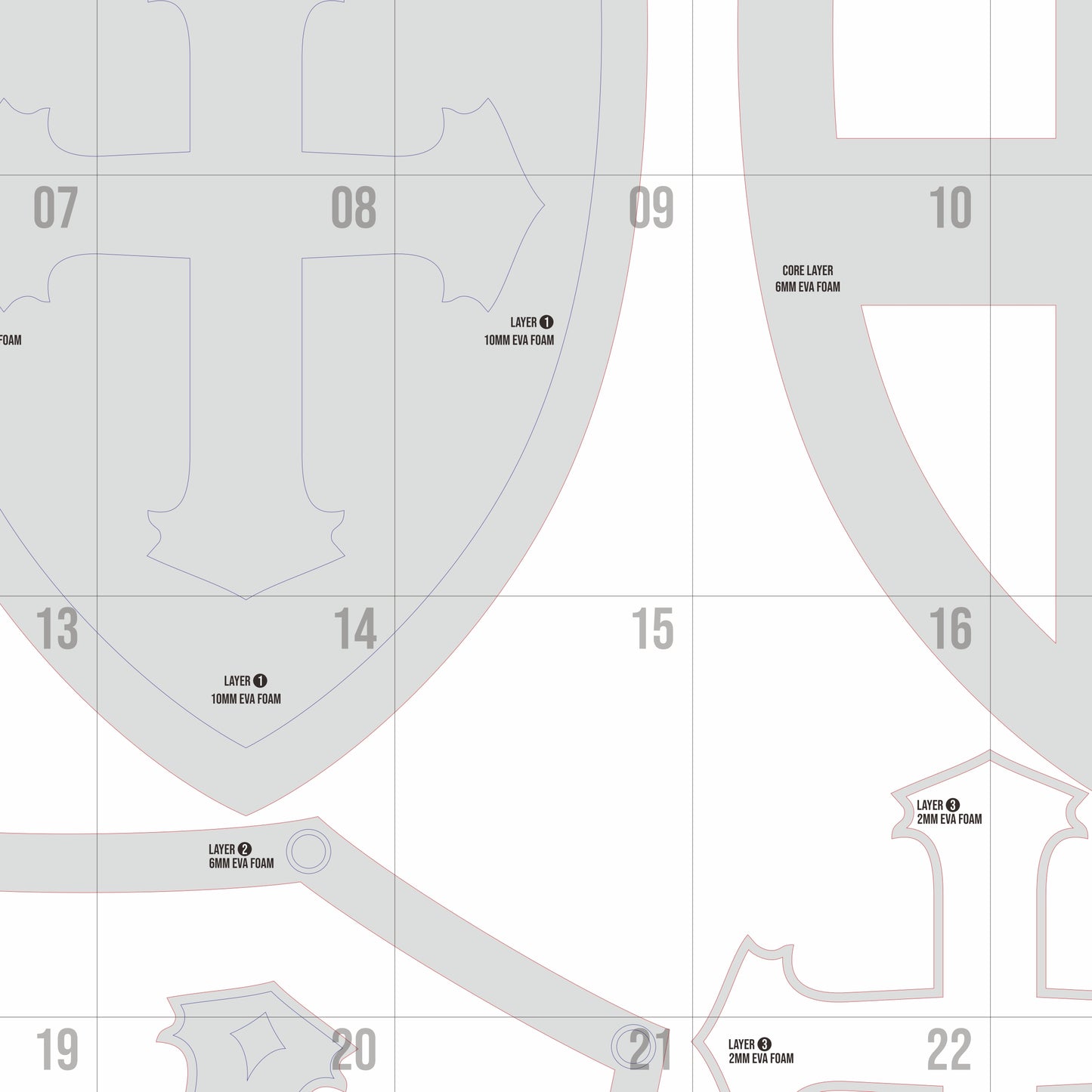 Templar Heater Shield Basic Pattern Template – EVA Foam Cosplay Shield Printable PDF