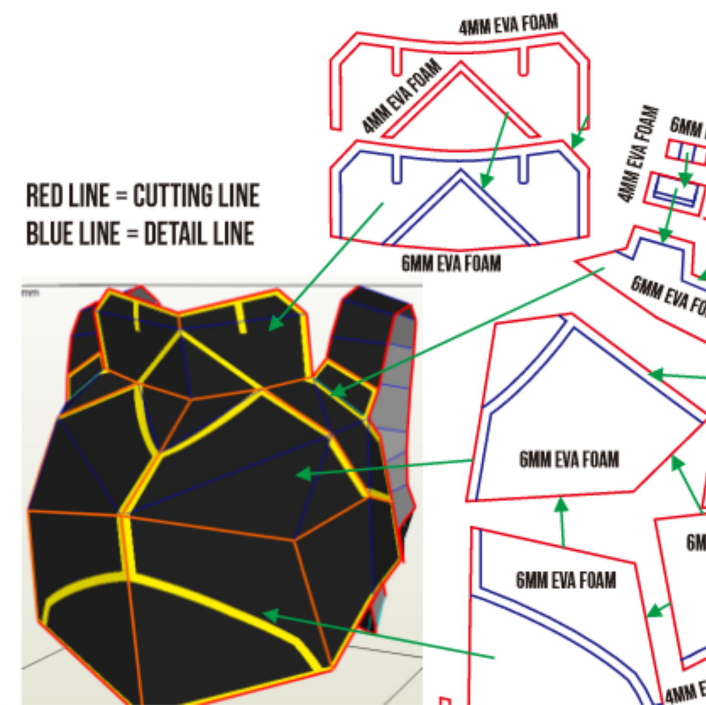 Prop Pattern: Vi Chestplate from Arcane League of Legends Cosplay Template Blueprint PDF