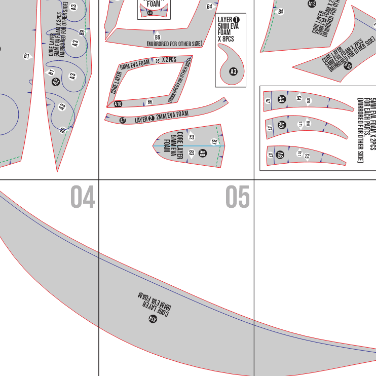 Zanka Nijiku Mask & Full Face Mask Prop Pattern Template – EVA Foam Pattern for Cosplay and DIY Builds Inspired by Gachiakuta Anime