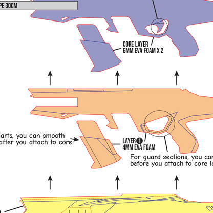 VALORANT Champions 2026 Phantom & Fan Melee Prop Pattern Template – EVA Foam Cosplay