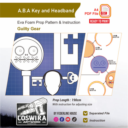 A.B.A Paracelsus Key & Headband Prop Pattern – EVA Foam Template Inspired by Guilty Gear Cosplay