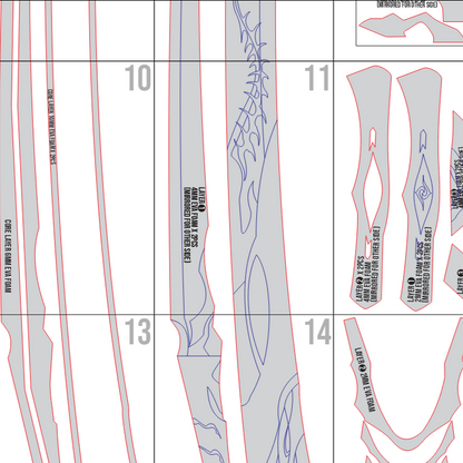 Acheron’s Katana Prop Pattern Template – EVA Foam Cosplay PDF Inspired by Honkai Star Rail