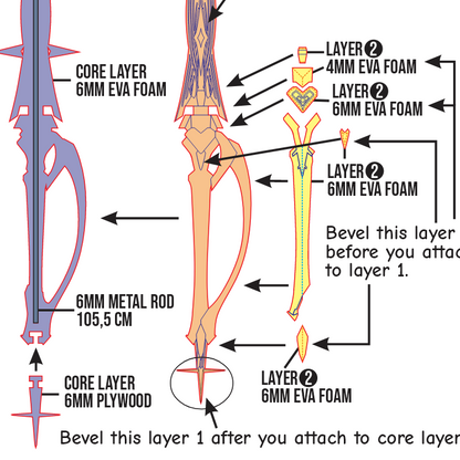 Aemeth Sword Prop Pattern Template – EVA Foam Pattern for Cosplay and DIY Builds Inspired by Fantasy Weapon Design