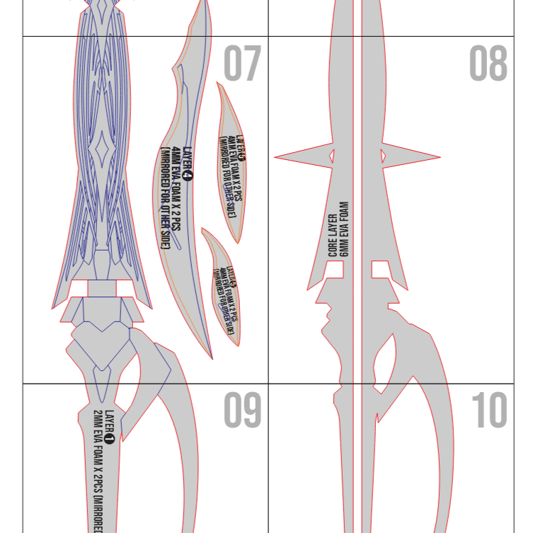 Aemeth Sword Prop Pattern Template – EVA Foam Pattern for Cosplay and DIY Builds Inspired by Fantasy Weapon Design