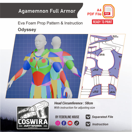 Agamemnon Armor Prop Pattern Template – EVA Foam Pattern for Cosplay and DIY Builds Inspired by The Odyssey