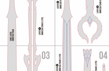 Prop Pattern: Aglaea Sword from Honkai Star Rail Cosplay Template Blueprint PDF