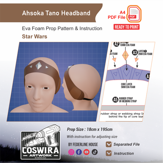 Ahsoka Tano Headband Prop Pattern Template – EVA Foam Pattern for Cosplay and DIY Builds Inspired by Star Wars