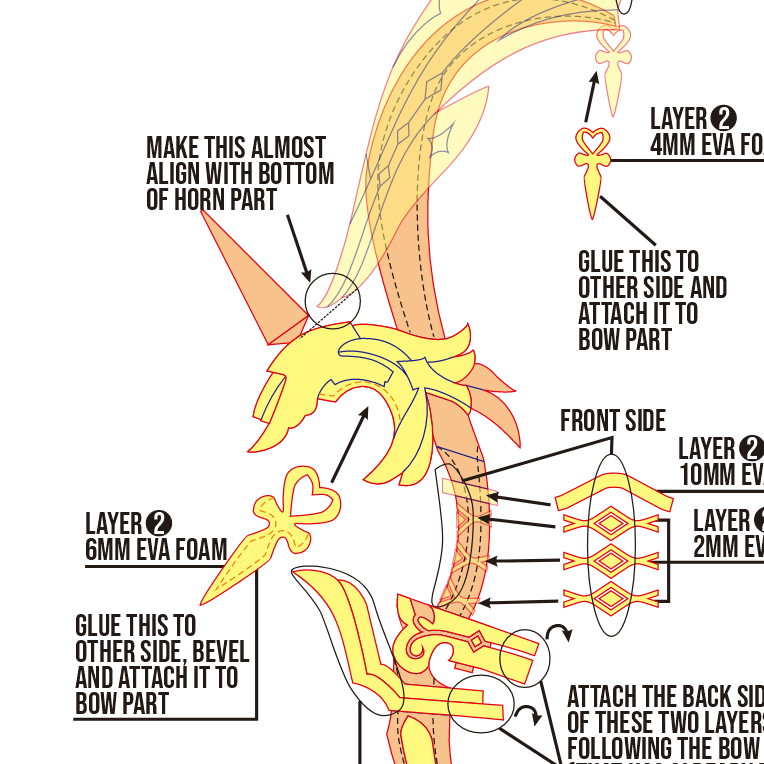 Amos’ Bow Prop Pattern Template – EVA Foam Pattern for Cosplay & DIY Builds Inspired by Genshin Impact