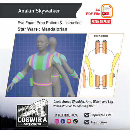 Anakin Skywalker Armor Prop Pattern Template – EVA Foam Pattern for Cosplay and DIY Builds Inspired by Star Wars