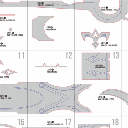 Anaxa Weapon Prop Pattern Template – EVA Foam Pattern for Cosplay & DIY Builds Inspired by Honkai Star Rail