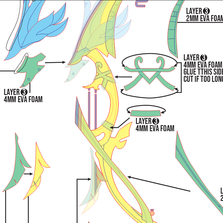 Aqua Simulacra Bow Prop Pattern Template – EVA Foam Pattern for Cosplay & DIY Builds Inspired by Genshin Impact
