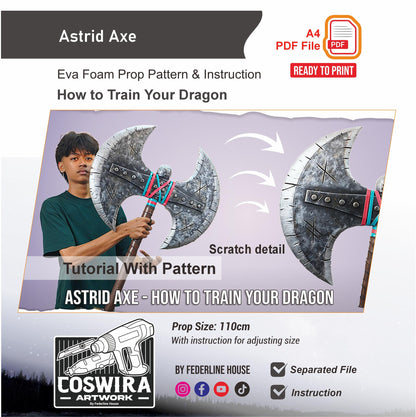 Astrid Axe Prop Pattern Template – EVA Foam Pattern for Cosplay & DIY Builds Inspired by How To Train Your Dragon