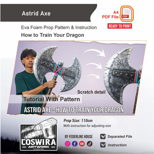 Astrid Axe Prop Pattern Template – EVA Foam Pattern for Cosplay & DIY Builds Inspired by How To Train Your Dragon