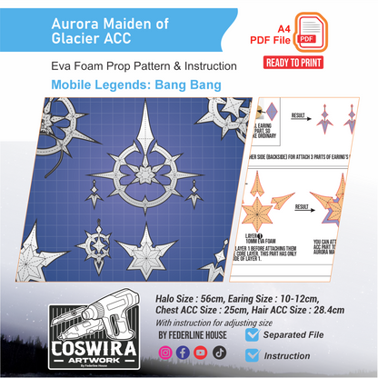Aurora Maiden of Glacier Accessories Prop Pattern – EVA Foam Cosplay PDF Inspired by Mobile Legends Bang Bang