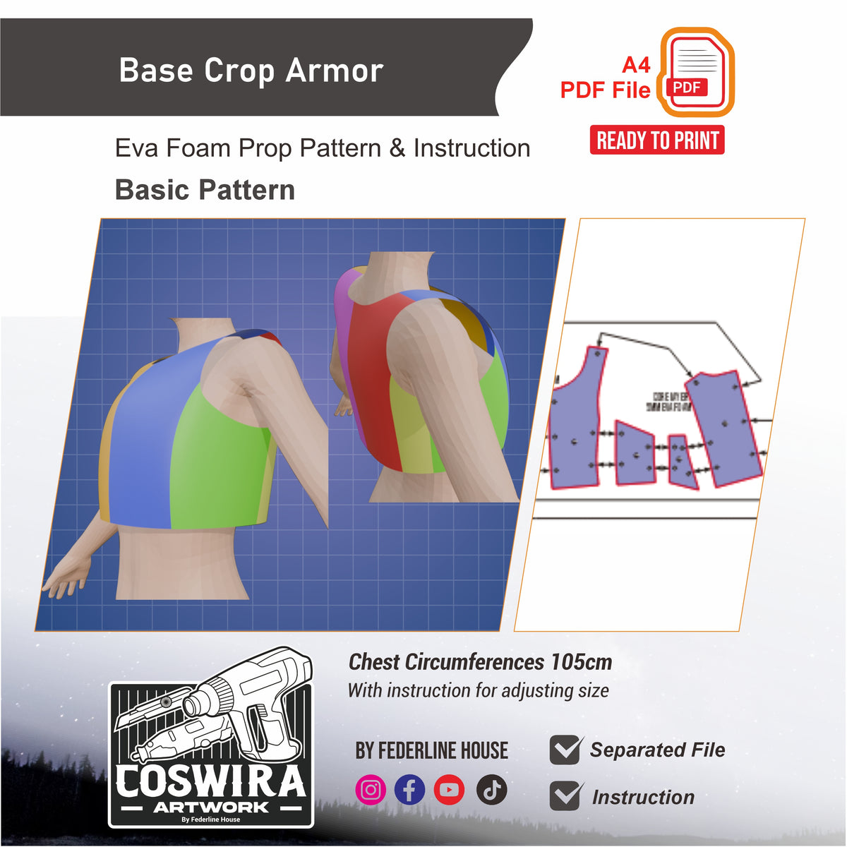 Base Crop Armor Basic Pattern Template – EVA Foam Cosplay PDF for DIY ...