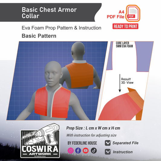 Basic Chest Armor Collar Prop Pattern Template – Basic EVA Foam Pattern for Cosplay and DIY Builds