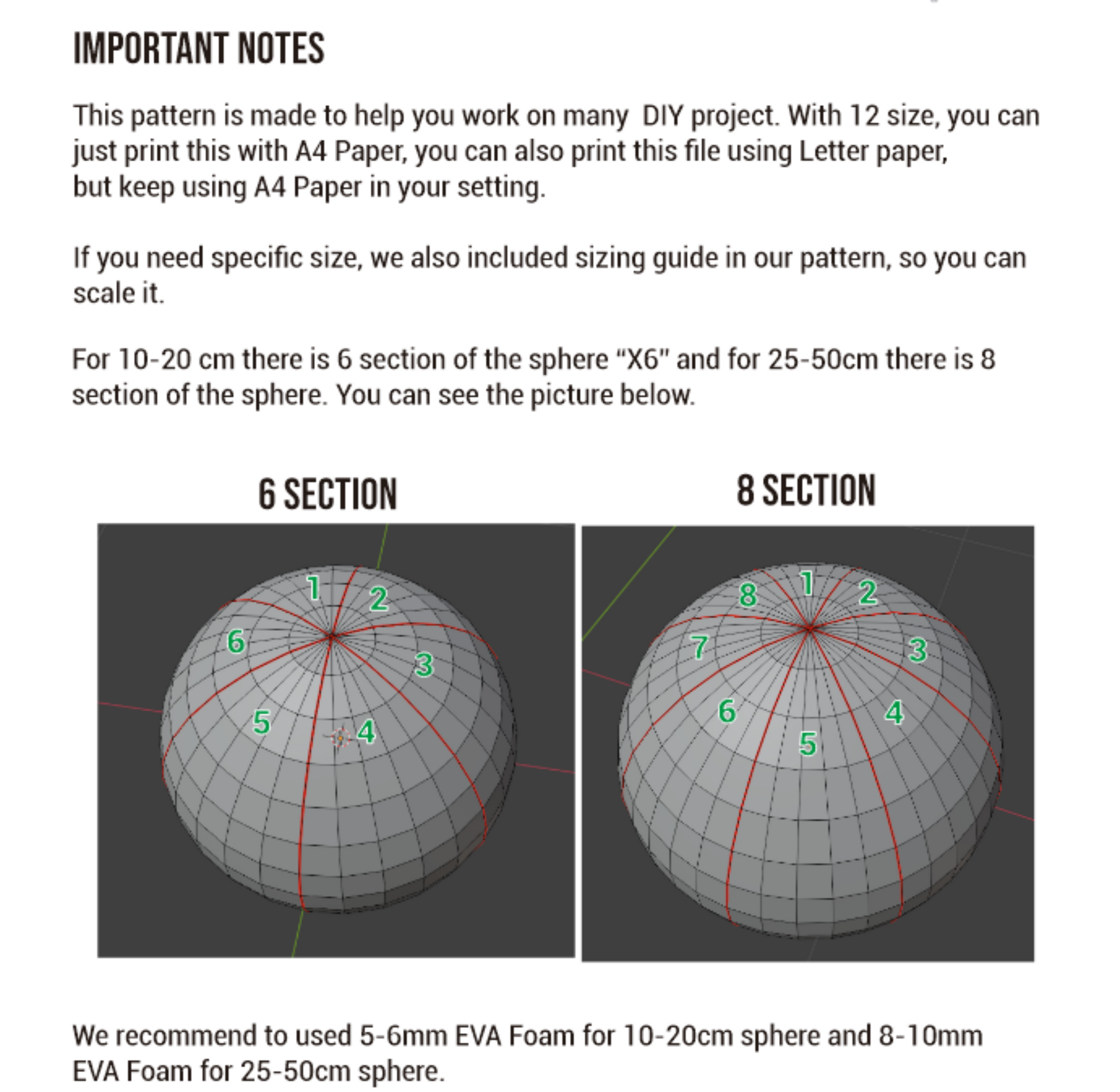 Basic Pattern Ball Sphere Eva Foam Template Blueprint 3