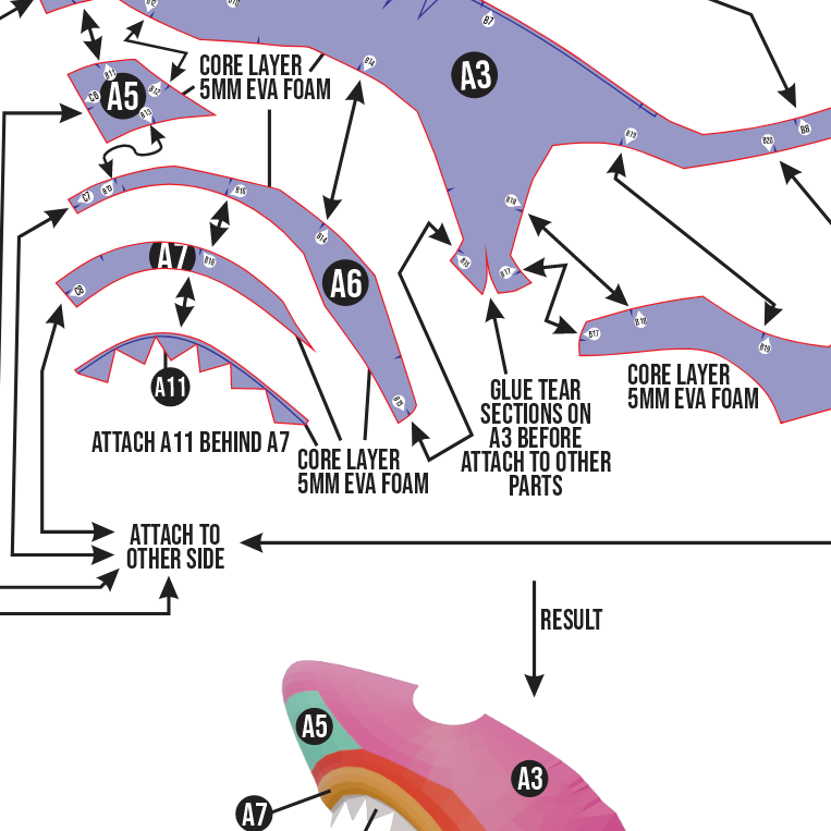 Basic Shark Hat Prop Pattern Template – EVA Foam Pattern for Cosplay and DIY Builds Inspired by Free Fire