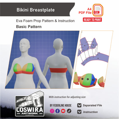 Bikini Breastplate Armor Prop Pattern Template – EVA Foam Pattern for Cosplay and DIY Builds Inspired by Fantasy Armor
