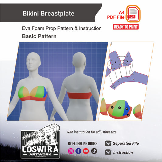 Bikini Breastplate Armor Prop Pattern Template – EVA Foam Pattern for Cosplay and DIY Builds Inspired by Fantasy Armor