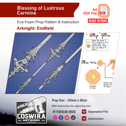 Blessing of Lustrous Carmine Prop Pattern Template – EVA Foam Pattern for Cosplay and DIY Builds Inspired by Arknights: Endfield