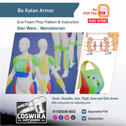 Bo-Katan Armor Prop Pattern Template – EVA Foam Pattern for Cosplay and DIY Builds Inspired by Star Wars: The Mandalorian