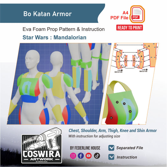 Bo-Katan Armor Prop Pattern Template – EVA Foam Pattern for Cosplay and DIY Builds Inspired by Star Wars: The Mandalorian