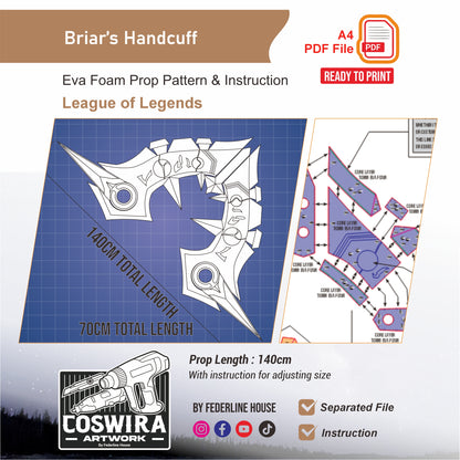 Briar's Handcuff Prop Pattern Template – EVA Foam Pattern for Cosplay and DIY Builds Inspired by League of Legends
