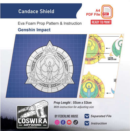 Candace Shield Prop Pattern Template – EVA Foam Pattern for Cosplay & DIY Builds Inspired by Genshin Impact