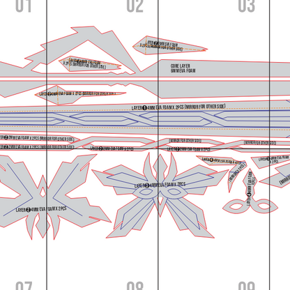 Capitano Ice Sword Prop Pattern Template – EVA Foam Pattern for Cosplay & DIY Builds Inspired by Genshin Impact