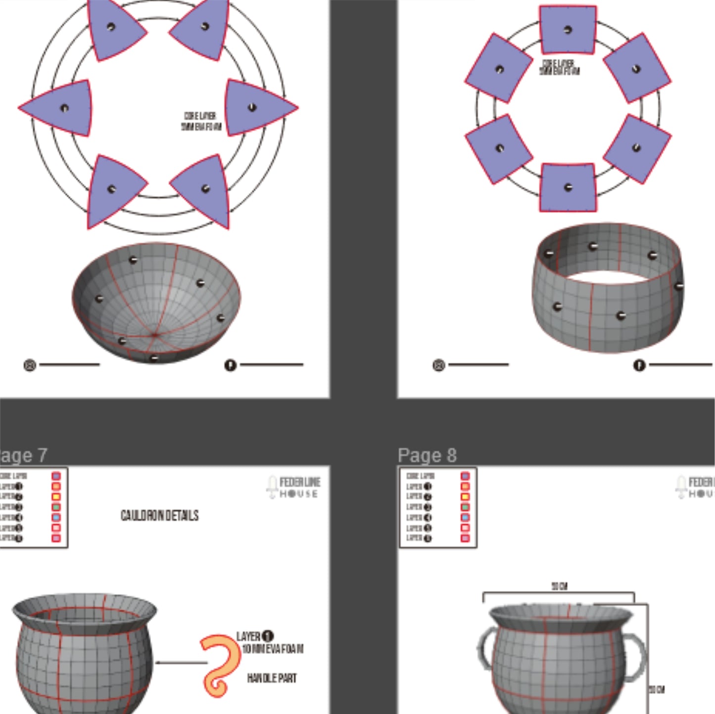 Cauldron 4 Sizes Basic Pattern Template – EVA Foam Cosplay PDF for DIY Props