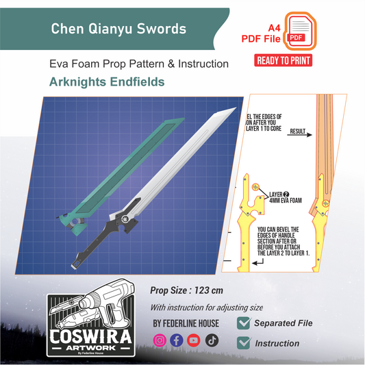 Chen Qianyu Sword Prop Pattern Template – EVA Foam Cosplay Pattern for DIY Builds