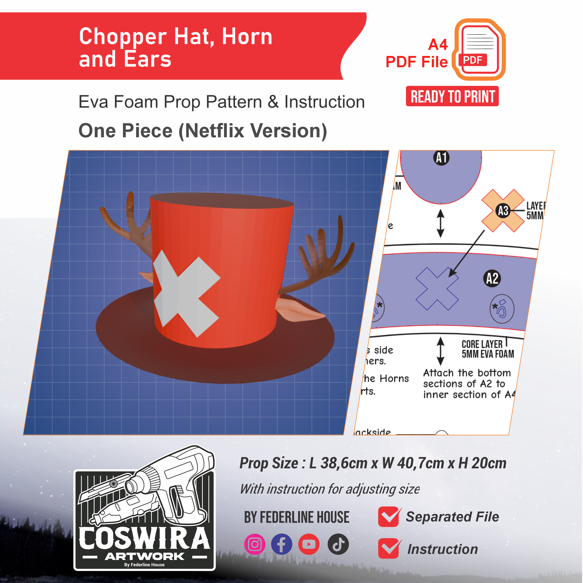 One Piece Cosplay Prop Pattern – Coswira Artwork