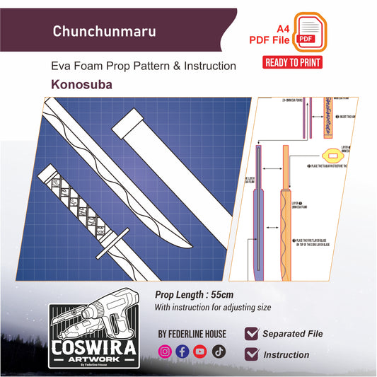 Chunchunmaru Sword EVA Foam Pattern PDF – Konosuba Inspired Cosplay Weapon Template