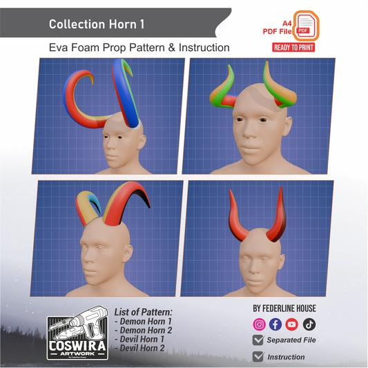 Collection Horn No.1 Prop Pattern Template – EVA Foam Pattern for Cosplay and DIY Builds Inspired by Fantasy Creature Style