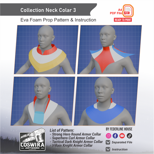 Collection Neck Collar No.3 Prop Pattern Template – EVA Foam Pattern for Cosplay and DIY Builds Inspired by Fantasy Armor