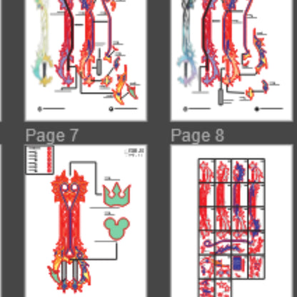 Prop Pattern: Combined Keyblade from Kingdom Hearts Cosplay Template Blueprint PDF