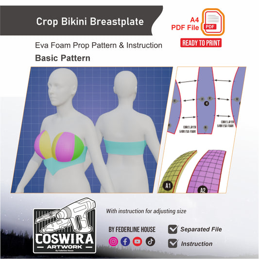 Crop Bikini Breastplate Prop Pattern Template – EVA Foam Pattern for Cosplay and DIY Builds Inspired by Fantasy Armor